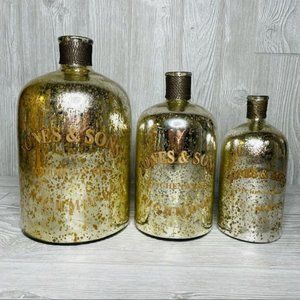 3 uttermost glass jars Mercury style glass gold/ silver wire detail Jones & sons